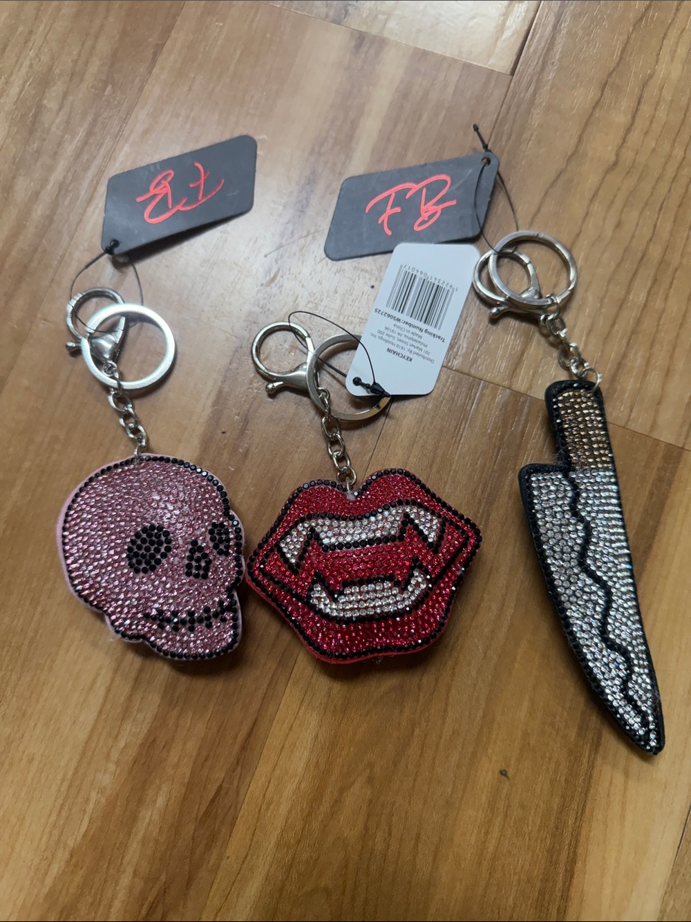Embellished Pink Skull Keychain - Fashion Accessory